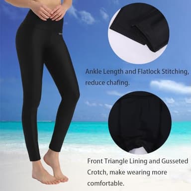 Ubestyle UPF 50+ High Waist Women's Swim Pants Swim Leggings Swimming Tights Rash Guard Pants Sun Protective Black (UBT3001BLACKM) - Image 3