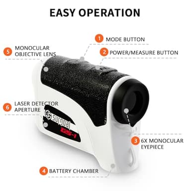 Golf Rangefinder Rechargeable Laser Distance Finder with Flag Lock, Slope Mode, Side LCD, 6X Magnification, USB-C, for Yardage & Club Selection 800-1200Yds - Image 5