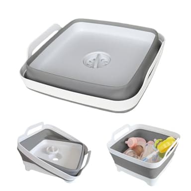 GIMWA Collapsible Wash Basin for Baby Bottles - 2.4 Gallons Portable Wash Bin for RV Camping Sink, Space-Saving Dish Tub (Gray) - Image 1