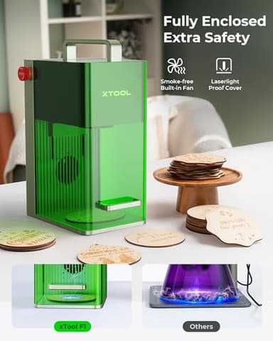 xTool F1 2-in-1 Dual Laser and Infrared Engraver with Slide Extension, Rotary Extension and Smoke Purifier, Lightning Speed Portable Fiber Laser Engraver for Metal Wood - Image 9