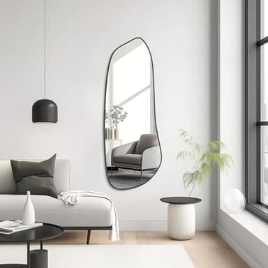 WallBeyond Irregular Wall Mirror, Asymmetrical Mirror Wall Mounted with Black Framed for Living Room, Bathroom, Bedroom, Entryway Wall Decor, 46"×18", Black - Image 6