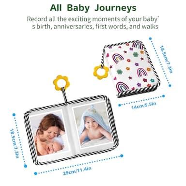 BOHEMIABY Baby Photo Album, My First Family Photo Album for Baby Holds 17 4 x 6" Pictures, Rainbow Toddler Photo Album with Safety Mirror, Soft Baby Books - Image 7
