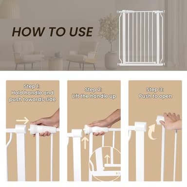 ELEVON Baby Gate for Stairs Doorways, Safety Pet Gate with Auto-Close/Hold-Open Features, Fits Openings 29.1” to 33.8”, 30” Tall, Easy Pressure Mounted Walk Through Baby Dog Gate, White - Image 2