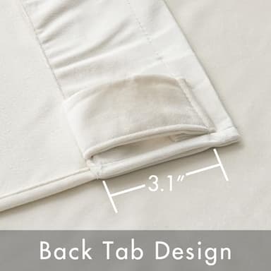 MIULEE Velvet Curtains 84 inches - Luxury Curtains for Bedroom Living Room Thermal Insulated Super Soft Room Darkening Window Drapes Rod Pocket & Back Tab, Ivory, W52 x L84 inches, 2 Panels - Image 3