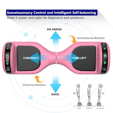 UNI-SUN Hoverboard for Kids, 6.5" Two Wheel Self Balancing Hoverboards with Bluetooth and Lights, Pink Hover Board - Image 6