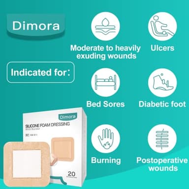 Dimora Silicone Foam Dressing with Border 20 Pack Adhesive 4"x4" Waterproof Wound Dressing Bandage for Wound Care - Image 7