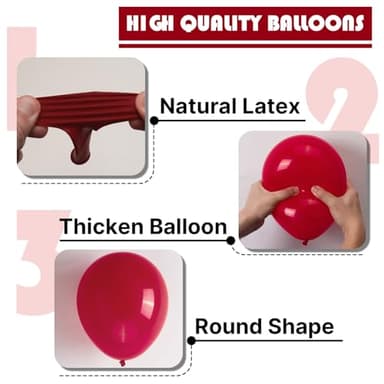 PartyWoo Ruby Red Balloons 120 pcs Different Sizes Pack of 18 12 10 5 Inch Maroon Balloon Arch Kit Garland for Valentine's Day Graduation Wedding Christmas Birthday Party Decorations Red-Y75 - Image 7