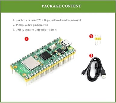Pico 2 W with Pre-Soldered Header Compatible with Raspberry Pi Pico 2 W Microcontroller Board, 2.4GHz 802.11n Wireless LAN WiFi 4 and Bluetooth 5.2, Based on RP2350 Dual-Core & Dual-Architecture - Image 2
