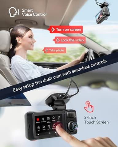 REDTIGER F17 Elite 4K 3 Channel Dash Cam, STARVIS 2 IMX678 & IMX675, 128GB Card, Full Night Color, 4K+2.5K+1080P Front and Rear Inside, Touch Screen, Voice Control, 5GHz WiFi 6, GPS, HDR, Parking Mode - Image 5