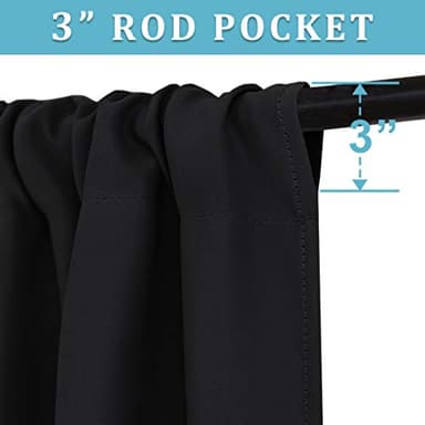 RYB HOME Blackout Curtains for Kitchen, Over Sink Privacy Curtains Window Decor, Thermal Insulating Drapes for Bathroom Cafe Bedroom Small Window, W 42 x L 24 inch, Black, 2 Panels - Image 4