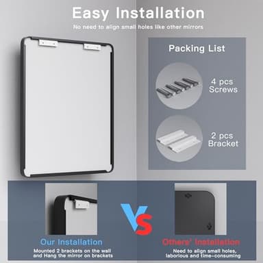 ISKM Bathroom Mirror for Wall 55" x 30" Matte Black Bathroom Vanity Mirror Farmhouse, Anti-Rust, Tempered Glass, Hangs Horizontally or Vertically - Image 5