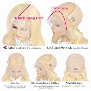 30 Inch 613 Lace Front Wig - Human Hair Body Wave Blonde Wig - 200% Density - Pre Plucked - Glueless With Baby Hair - Image 6
