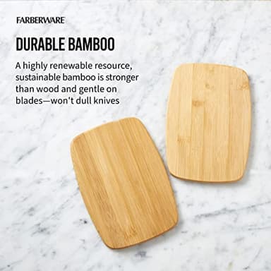 FARBERWARE 4-Piece Reversible Bamboo Cutting Board and Charcuterie Set, Assorted Sizes, Durable Wood Serving Boards for Cheese, Meats, and Prep - Image 5