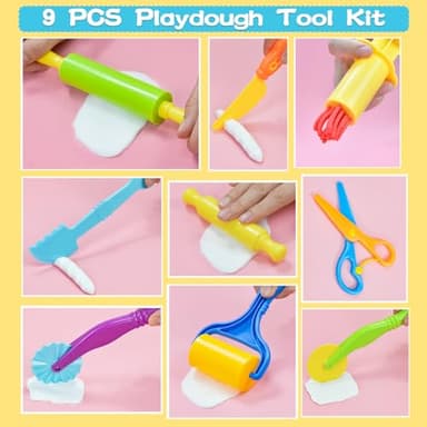 LCY WEDSHI Playdough Tool Set, 9 Pcs Play Dough Tools Sets for Kids Ages 4-8, Playdough Accessories Includes Cutters Roller, Rolling Pins, Safety Scissors, Plastic Knife - Image 3
