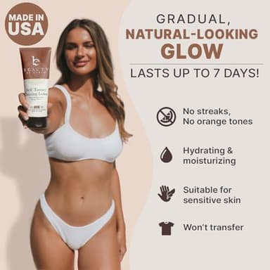 Beauty by Earth Self Tanner - USA Made with Natural & Organic Ingredients, Moisturizing Self Tanning Lotion with Aloe Vera & Coconut for a Natural Glow, Streak-Free Fake Tan, Medium to Dark - Image 4