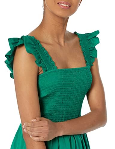 The Drop Women's Kimi Ruffled Shoulder Smocked Midi Dress, Ultramarine Green, 2X, Plus Size - Image 3