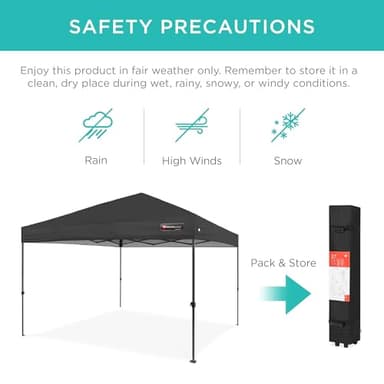 Best Choice Products 10x10ft 1-Person Setup Pop Up Canopy Tent Instant Portable Shelter w/ 1-Button Push, Case, 4 Weight Bags - Gray - Image 5