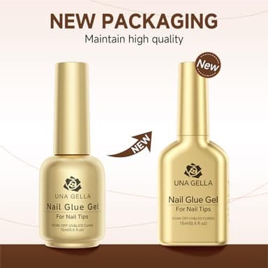 UNA GELLA 6 in 1 Gel Nail Glue for Clear Acrylic Nails Tips, 15ml UV Nail Glue Long Lasting Super Strong Brush for Base Coat, Clear Fake Nails, and Soft Gel Tips Lamp Curing Required - Image 7