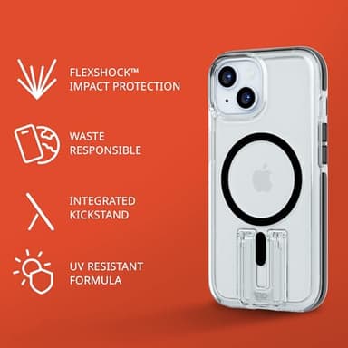 Tech21 Evo Crystal Kick case for iPhone 15 Plus - Compatible with MagSafe - Impact Protection Case - Clear/Black - Image 3