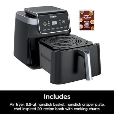 Ninja | Air Fryer | 6.5 QT Pro XL Capacity fits 9lbs of Wings | 6-in-1 Max Crisp, Air Fry, Roast, Bake, Reheat & Dehydrate | Nonstick Basket, Crisper Plate & Recipe Guide | Grey | AF181 - Image 10