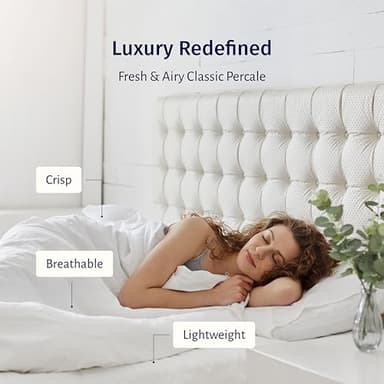 California Design Den Certified 100% Egyptian Cotton Queen Sheets Set - Crisp Percale Sheets Queen Deep Pocket Set, Cool, Crisp & Durable Luxury Bedding - Ivory - Image 6