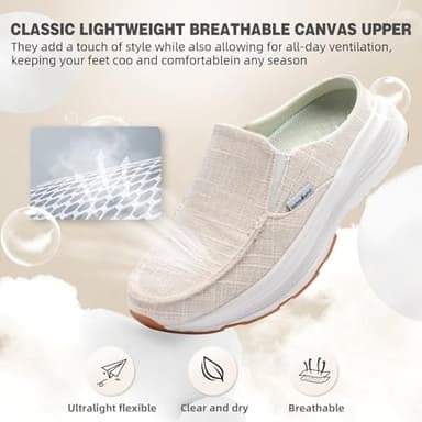 Women's Orthopedic Loafers Slip On Walking Shoes: Slippers with Arch Support for Womens, Comfortable Work Shoes for Ankle Pain, Tendonitis Casual Mules for Hanging Out, Camp Beige Size 8.5 - Image 6