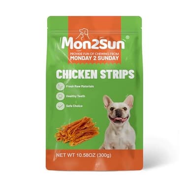 MON2SUN Dog Treats, Chicken Jerky Strips for Small Dogs, High Protein & Grain Free Snacks, Easy to Digest Training Treats (Chicken, 10.58 Ounce -Pack of 1) - Image 8