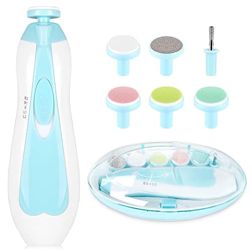 Baby Nail Trimmer Electric,Baby Nail Clippers, 6 in 1 Baby Nail File,Nail File Baby Grooming Kit Manicure Set for Toddler or Adults (Blue) - Image 1
