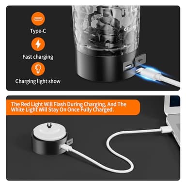 FANS-ONE Premium Electric Protein Shaker Bottle, 24 oz Lockable Blender Shaker Bottles, Made with Tritan, BPA Free, USB Rechargeable Mixer Blender Cup for Protein Shakes, Black - Image 4