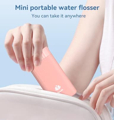 Portable Water Flosser for Teeth,Travel Water Flosser Picks,Mini Cordless Oral Irrigator Rechargeable Power Dental with Telescopic Water Tank, IPX7 Wateroproof for Brace & Sensitive Teeth Care,Pink - Image 2