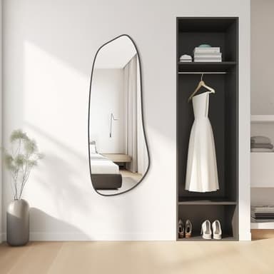 WallBeyond Irregular Wall Mirror, Asymmetrical Mirror Wall Mounted with Black Framed for Living Room, Bathroom, Bedroom, Entryway Wall Decor, 46"×18", Black - Image 5