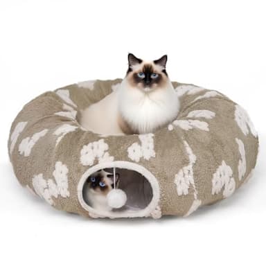 Pesen Christmas Cat Tunnel Bed with Soft Cushion, Cat Toys for Indoor Cats Enhance Bonding Between Pets and Owners, Encourage Exploration, and Satisfy Natural Instincts for Kittens, Dogs, and Rabbits - Image 1