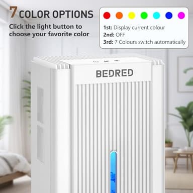 Dehumidifier,95OZ Dehumidifier for Home 1000 Sq.Ft - Quiet with Auto Shut Off & Relaxing 7 Color Ambient Light,Ideal for Livingroom, Bedroom, Basement(White) - Image 5