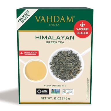 VAHDAM, Green Tea Leaves From Himalayas 170+ Cups (12oz) High Elevation Grown Green Tea Leaves From Himalayas | Pure Unblended Single Origin Green Loose Leaf Tea | Vacuum Sealed - Image 1