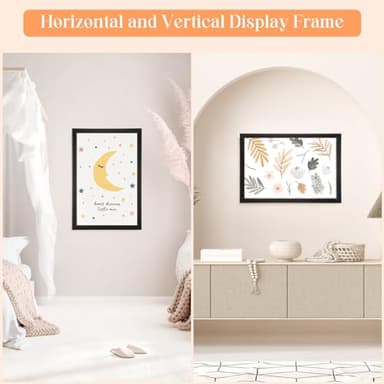 20x24 Wood Frame Black, Rustic Natural Wooden 24x20in Poster Picture Frame, Distressed 20 x 24inch Woodgrain Gallery Photo Frame with HD Plexiglass, Horizontal Vertical Wall Mounting Display 1pcs - Image 3