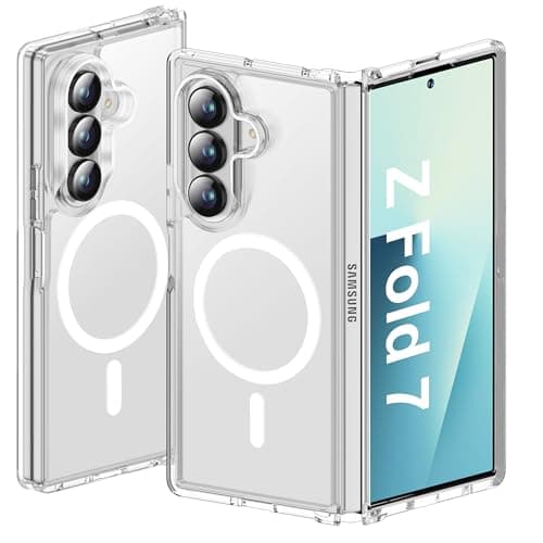 ORETECH Magnetic for Samsung Galaxy Z Fold 7 Case, Transparent Back Non-Slip Hard PC Shockproof Bumper Protective Phone Case Cover for Samsung Z Fold 7 - Clear - Image 1