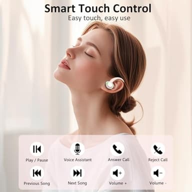 Wireless Earbuds, Bluetooth 5.4 Headphones Sports, 50H Playback Over-Ear buds with ENC Noise Cancelling Mic, Deep Bass Fitness Earphones with Earhooks, IP7 Waterproof Headset for Workout Running Gym - Image 6