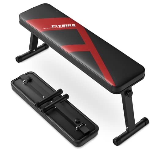 FLYBIRD Folding Flat Bench, Sturdy Lightweight and Space-saving Bench Press Flat Weight Bench, Easy to Assemble - Image 1