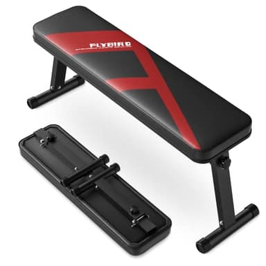 FLYBIRD Folding Flat Bench, Sturdy Lightweight and Space-saving Bench Press Flat Weight Bench, Easy to Assemble - Image 1