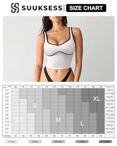 SUUKSESS Women Sweetheart Neckline Longline Sports Bra Padded Basic Workout Crop Tank Top (Jet Black, M) - Image 7