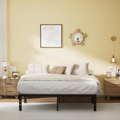 yoyomax 14 Inch Queen Size Metal Platform Bed Frame, Queen Bed Frame with Storage Space Under Bed, Heavy Duty Steel Slat Support, No Box Spring Needed, Easy Assembly, Black - Image 8