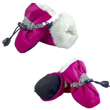 AWUXINE Dog Boots Dog Snow Boots for Winter, Dog Winter Boots Dogs with Anti-Slip Sole and Plush,Boots & Paw Protecto with Reflective Straps for Small Medium Dogs 4PCS - Image 1