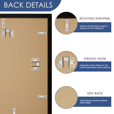 PEALSN 16x20 Picture Frame Set of 6, Display Pictures 11 x 14 with Mat or 16 x 20 Without Mat for Wall Mounting Display, Poster Frames Collage for Wall Decor, Black. - Image 4