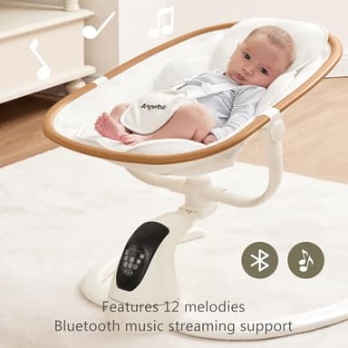 Angelbliss Electric Baby Swing with Cry Detection, Side-to-Side Motion, 5 Speeds, 180 Rotation, Indoor Swing for Infants and Toddlers (White) - Image 4