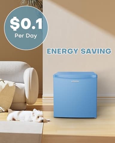 Upstreman 1.7 Cu.ft Mini Fridge with Freezer, Dorm Essentials, Adjustable Thermostat, Energy Saving, Low Noise, Single Door Compact Refrigerator for Dorm, Office, Bedroom, Blue-FR17 - Image 6