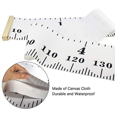 Mibote Baby Growth Height Chart Handing Ruler Wall Decor for Kids, Canvas Removable Height Growth Chart 79" x 7.9" (Black & White) - Image 4