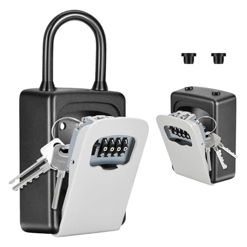 Portable Key Lock Box, Upgrade Clearly Visible Numbers, Lock Box Wall Mounted for House Key, 5 Key Capacity, Weatherproof Resettable Code (1 Pack, Gray) - Image 1