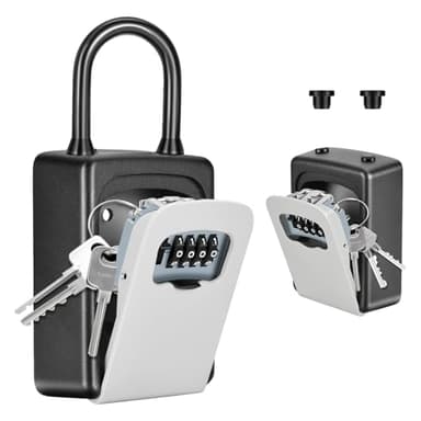 Portable Key Lock Box, Upgrade Clearly Visible Numbers, Lock Box Wall Mounted for House Key, 5 Key Capacity, Weatherproof Resettable Code (1 Pack, Gray) - Image 1