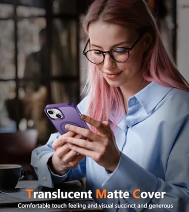FNTCASE for iPhone 15 Case: for iPhone 14 & iPhone 13 Case | Magnetic Frosted Translucent Slim Shockproof Cell Phone Cover | Military Grade Protection Drop Proof Tough Protective Cases - Purple - Image 7