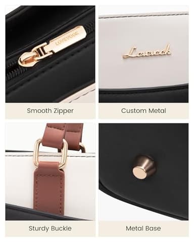 LOVEVOOK Laptop Tote Bag for Women, Work Bags Teacher Tote Bag, Waterproof Leather Computer Bag, Business Laptop Purse Office Handbag Professional Briefcase, 17 Inch, Black-Beige-Brown - Image 8